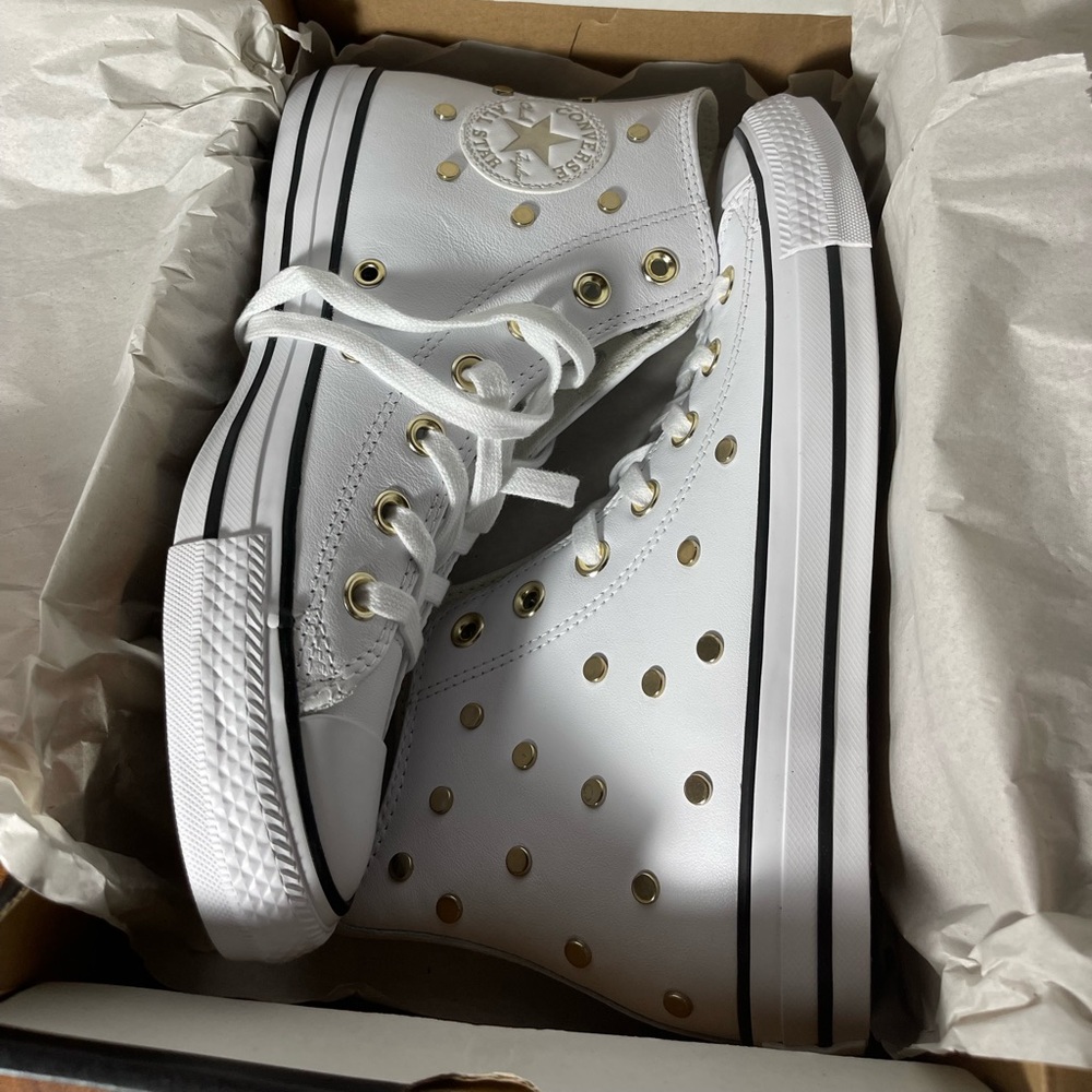 CONVERSE WHITE/GOLD POLKA DOTS - Picture 7 of 7